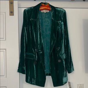 Free People Teal Velvet Blazer